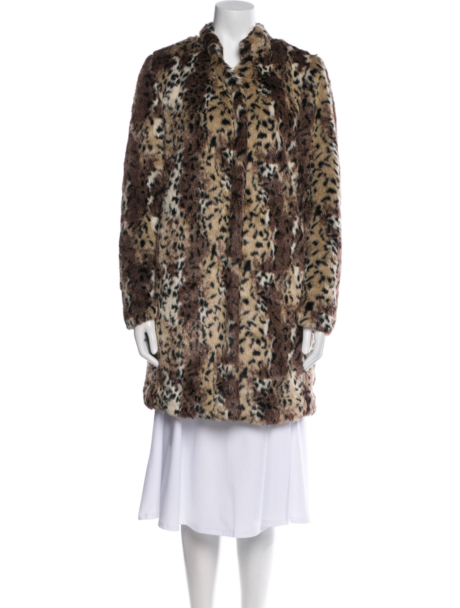 Rebecca Taylor Faux Fur Animal Print Faux Fur Coat