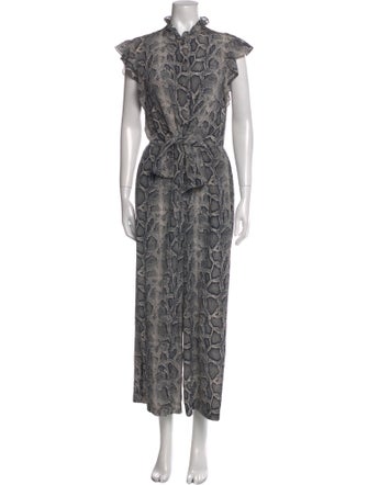 Rebecca Taylor Silk Animal Print Jumpsuit