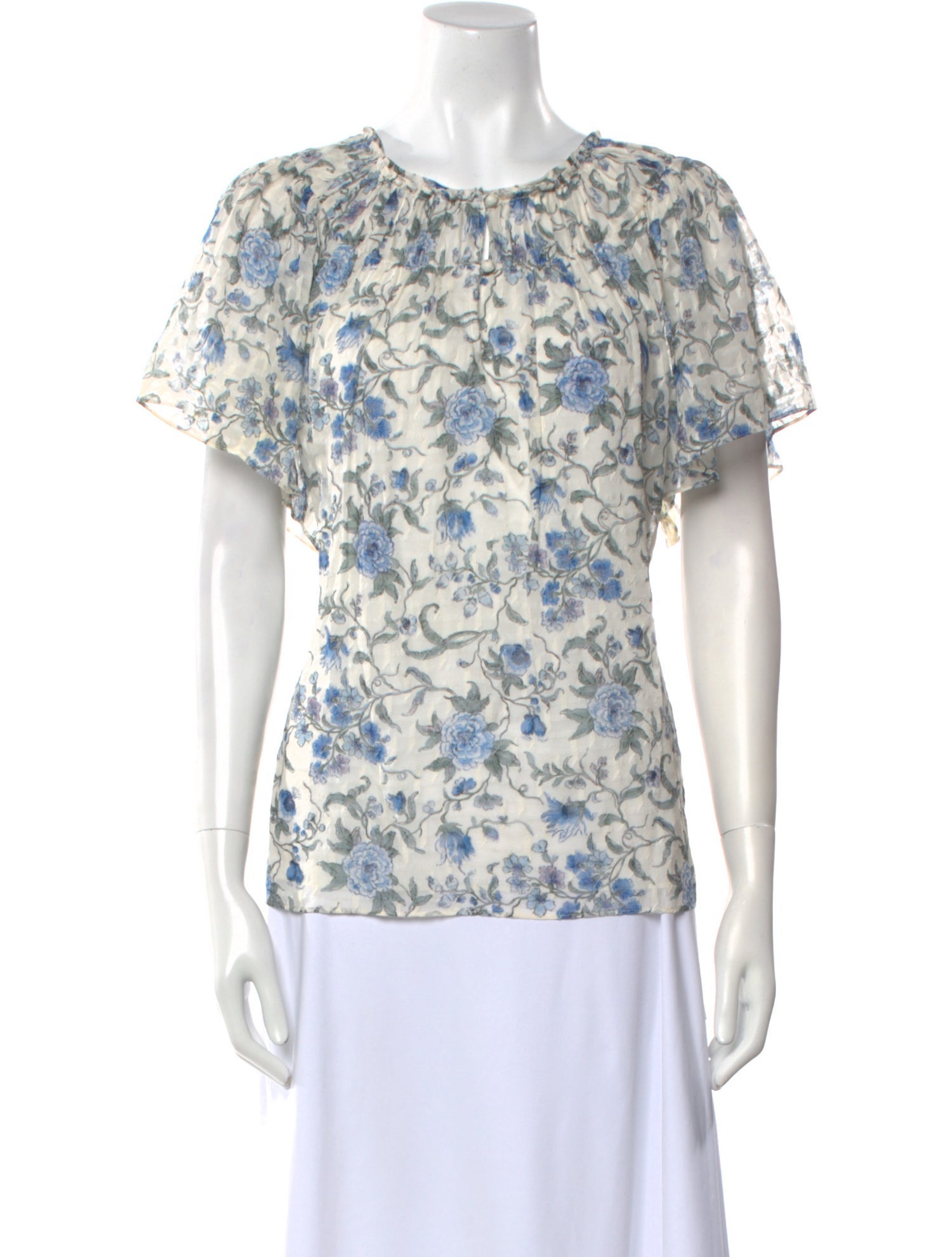Rebecca Taylor Silk Floral Print T-Shirt