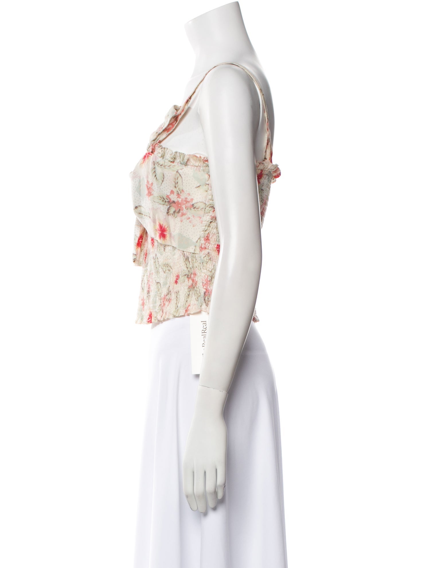 Rebecca Taylor Floral Print Square Neckline Crop Top