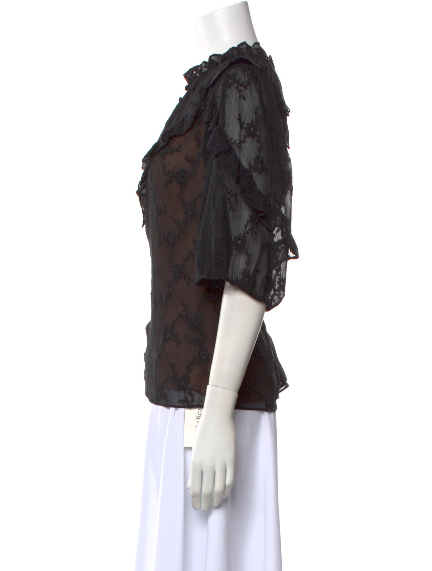 Rebecca Taylor Lace Pattern Mock Neck Blouse w/ Tags