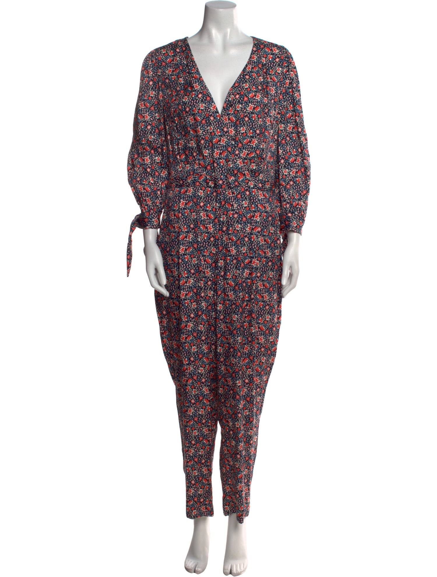 Rebecca Taylor Printed Plunge Neckline Jumpsuit
