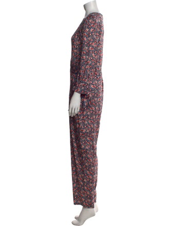 Rebecca Taylor Printed Plunge Neckline Jumpsuit