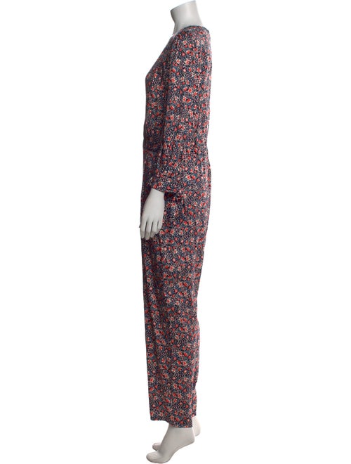 Rebecca Taylor Printed Plunge Neckline Jumpsuit