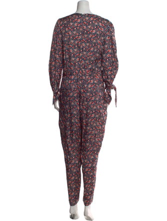 Rebecca Taylor Printed Plunge Neckline Jumpsuit