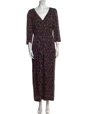 Rebecca Taylor Printed V-Neck Jumpsuit