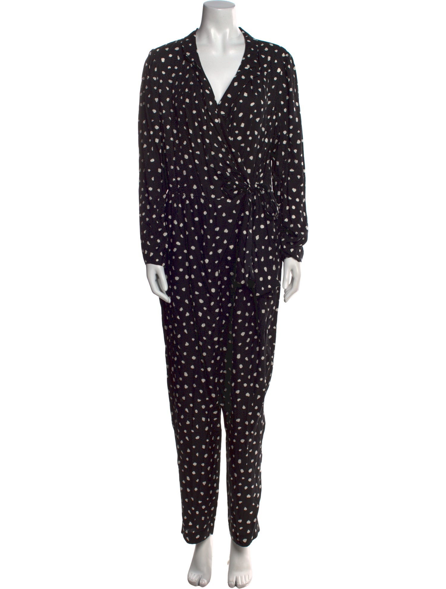 Rebecca Taylor Polka Dot Print V-Neck Jumpsuit