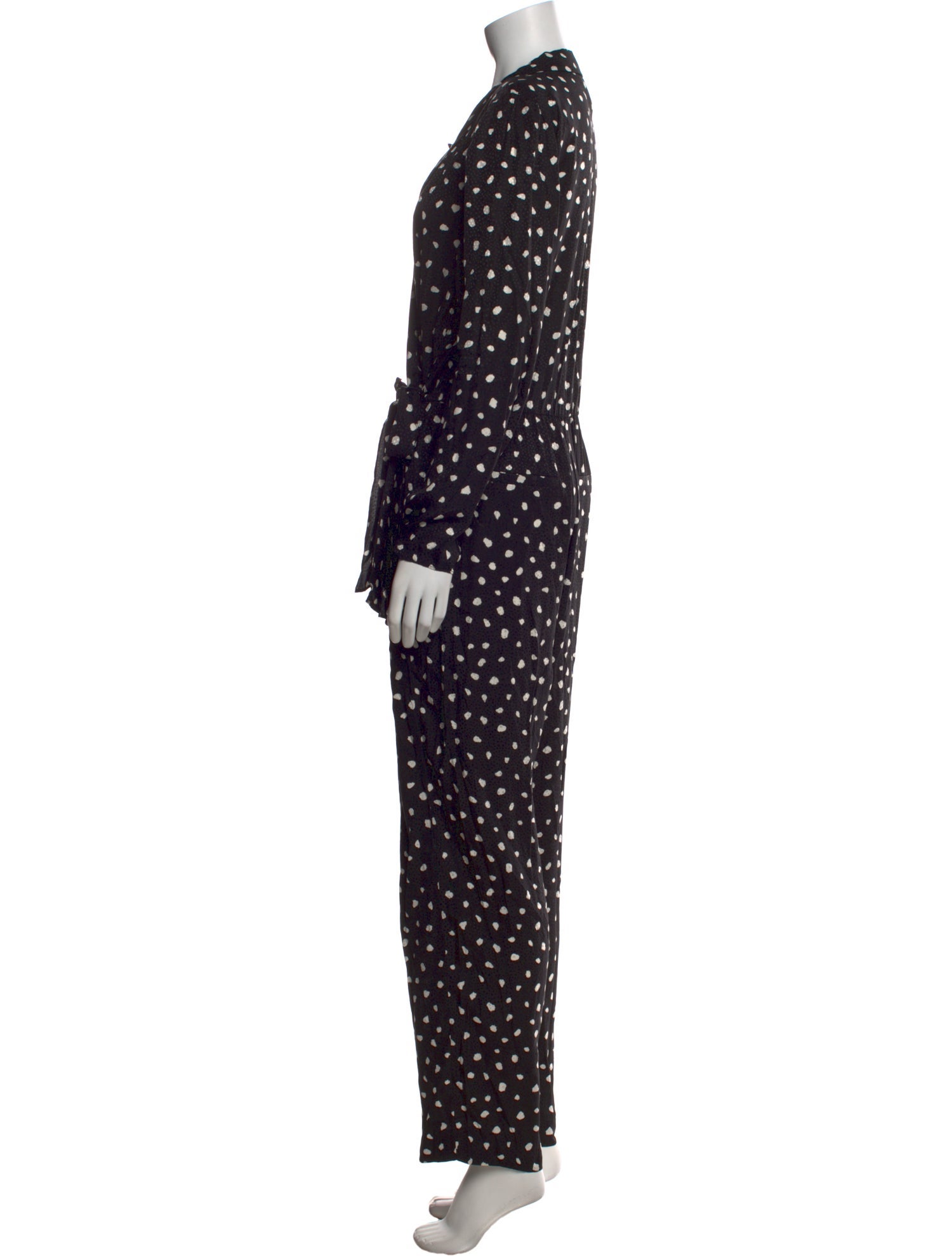 Rebecca Taylor Polka Dot Print V-Neck Jumpsuit