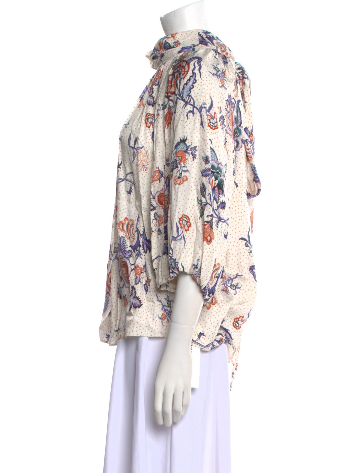 Rebecca Taylor Floral Print Mock Neck Blouse