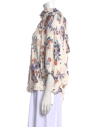 Rebecca Taylor Floral Print Mock Neck Blouse