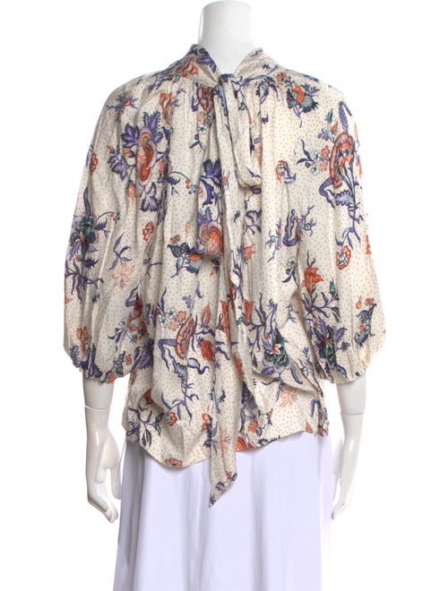 Rebecca Taylor Floral Print Mock Neck Blouse
