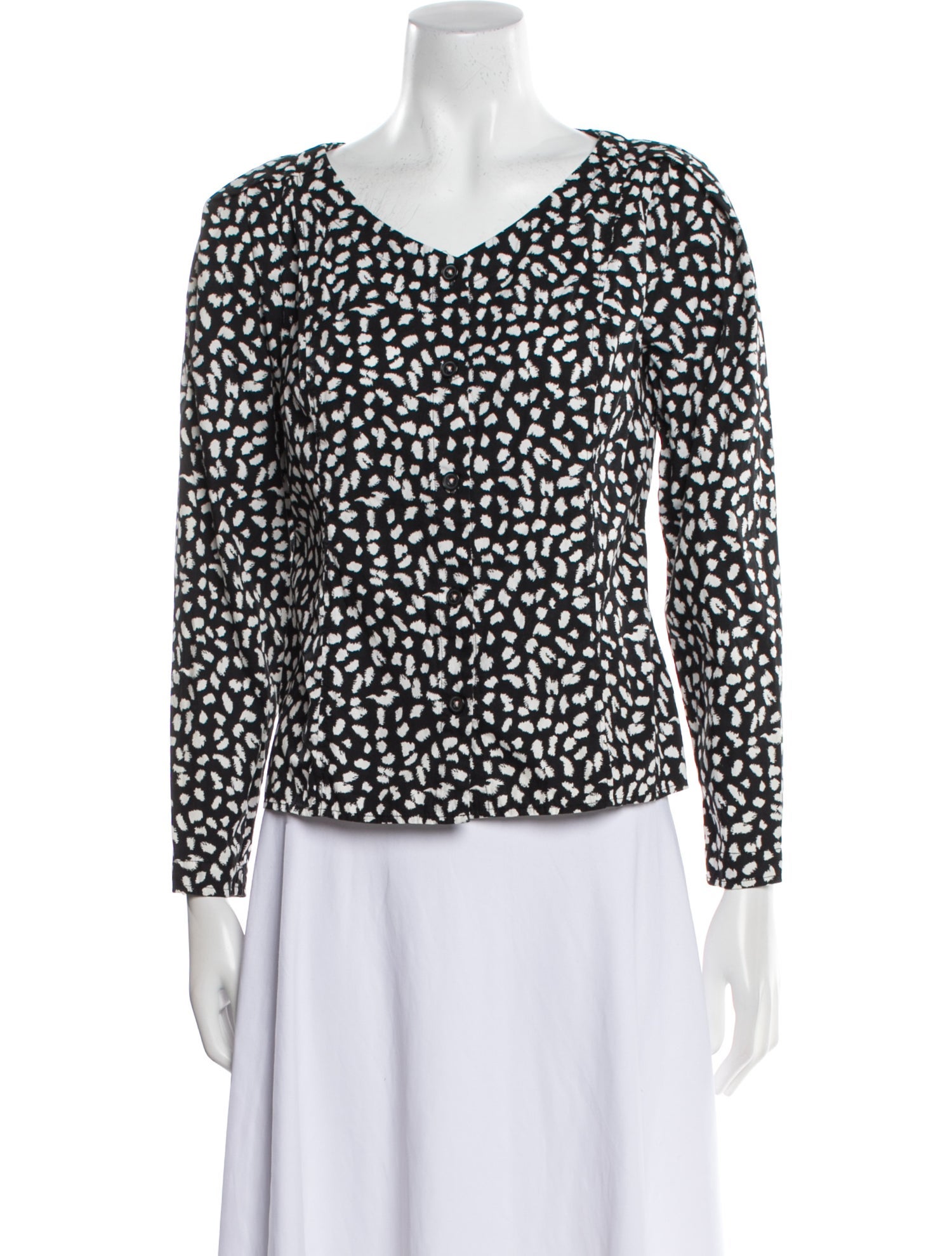 La Vie Rebecca Taylor Printed V-Neck Blouse