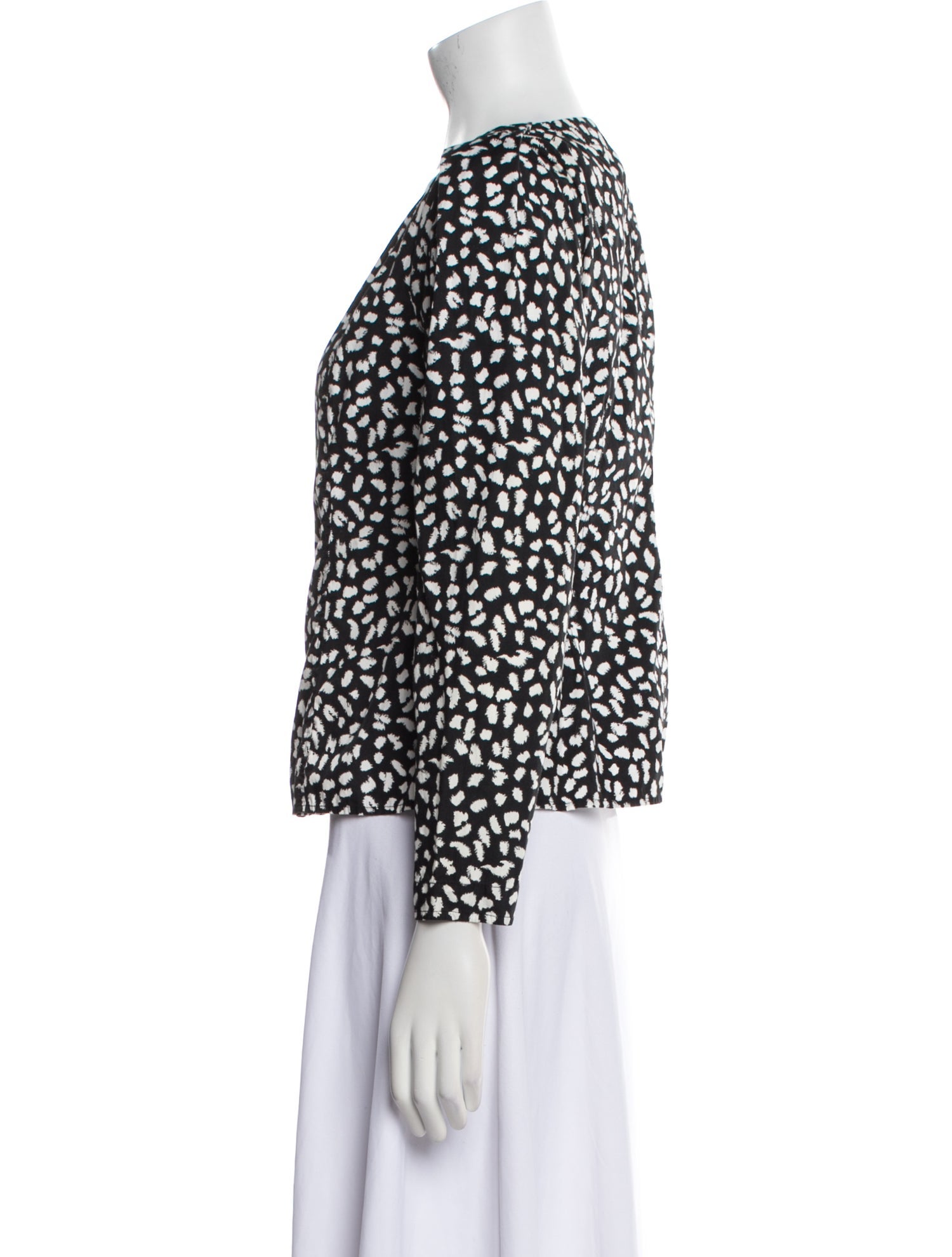 La Vie Rebecca Taylor Printed V-Neck Blouse