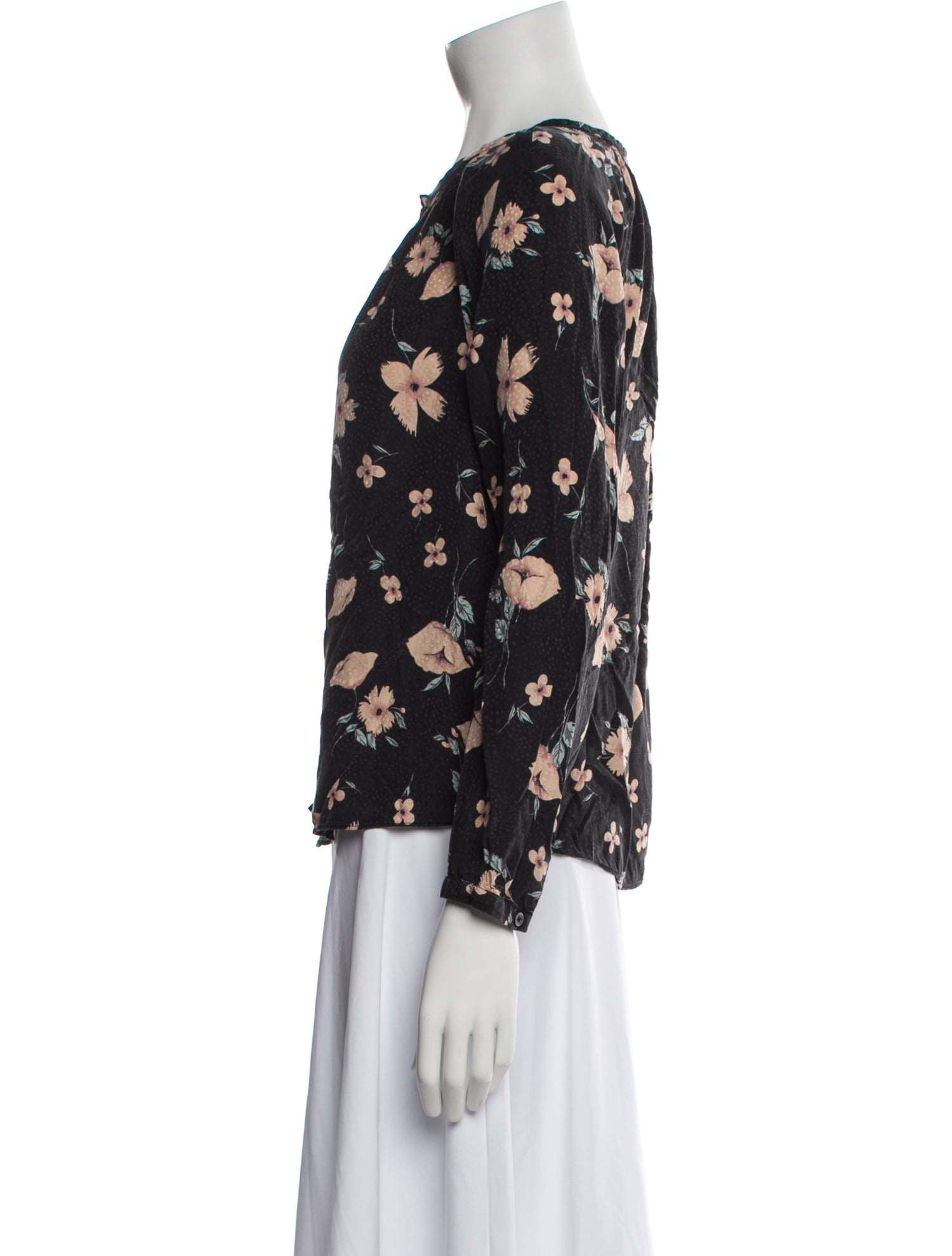 Rebecca Taylor Floral Print Bateau Neckline Blouse