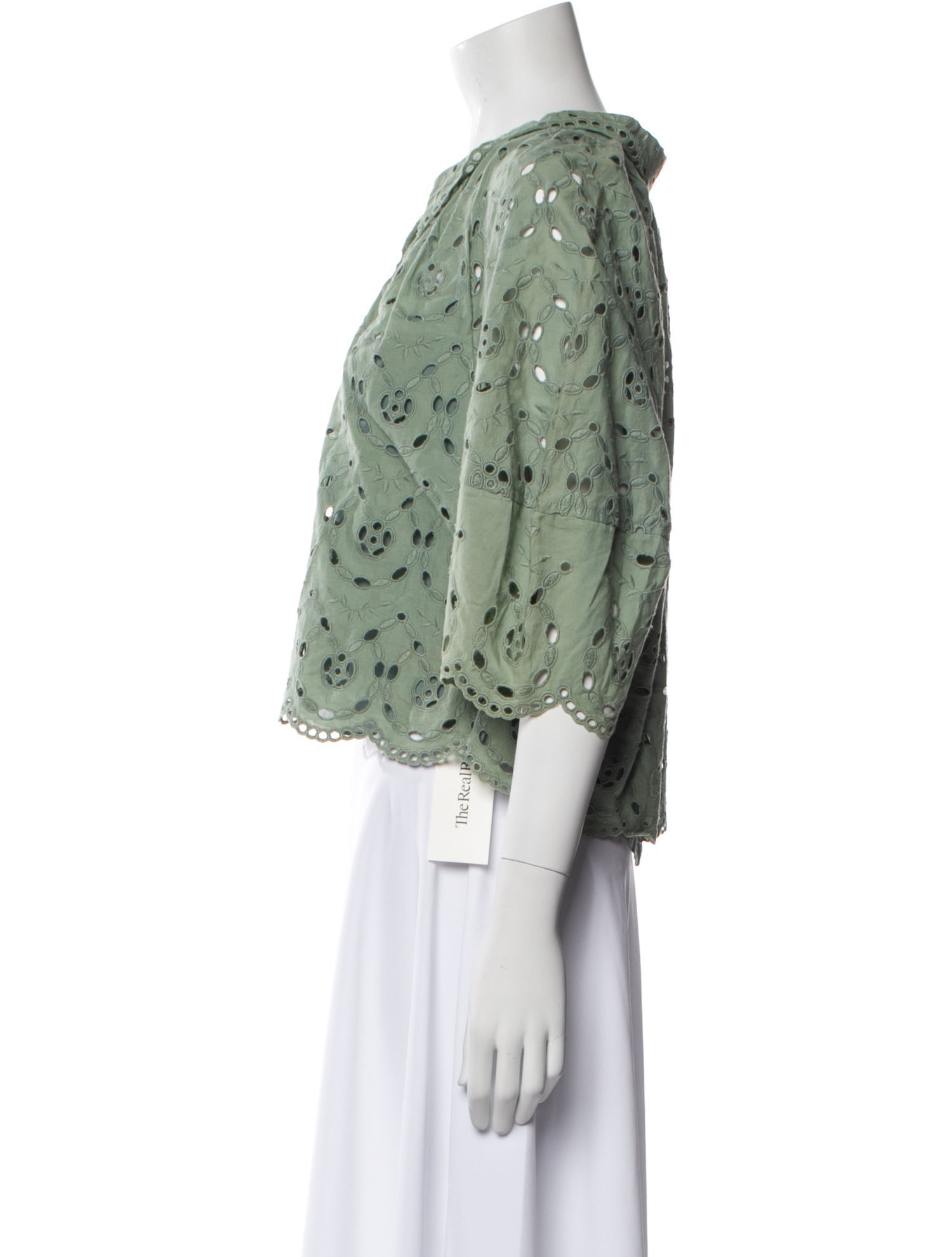 Rebecca Taylor Printed Three-Quarter Sleeve Button-Up Top