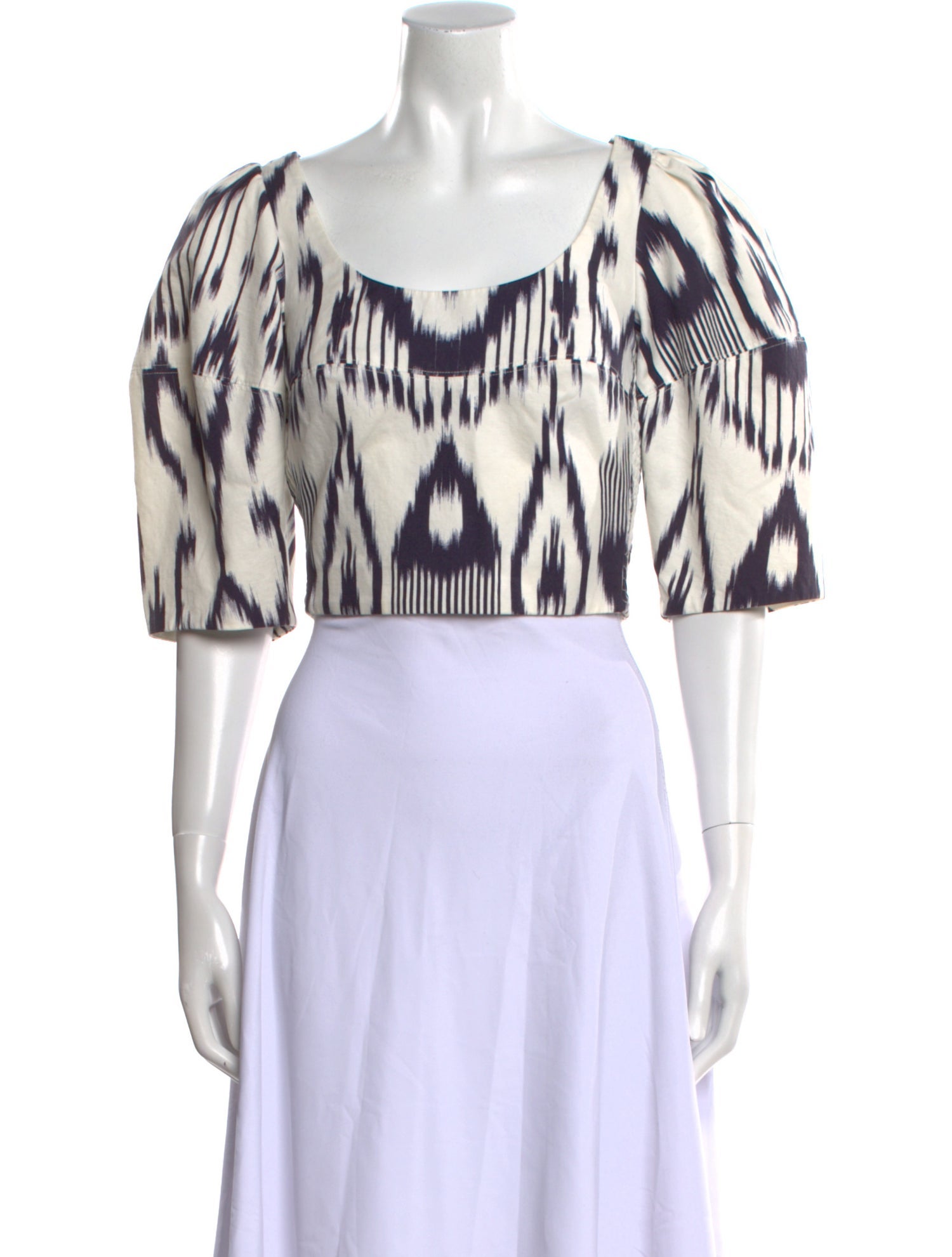 Rebecca Taylor Printed Scoop Neck Crop Top