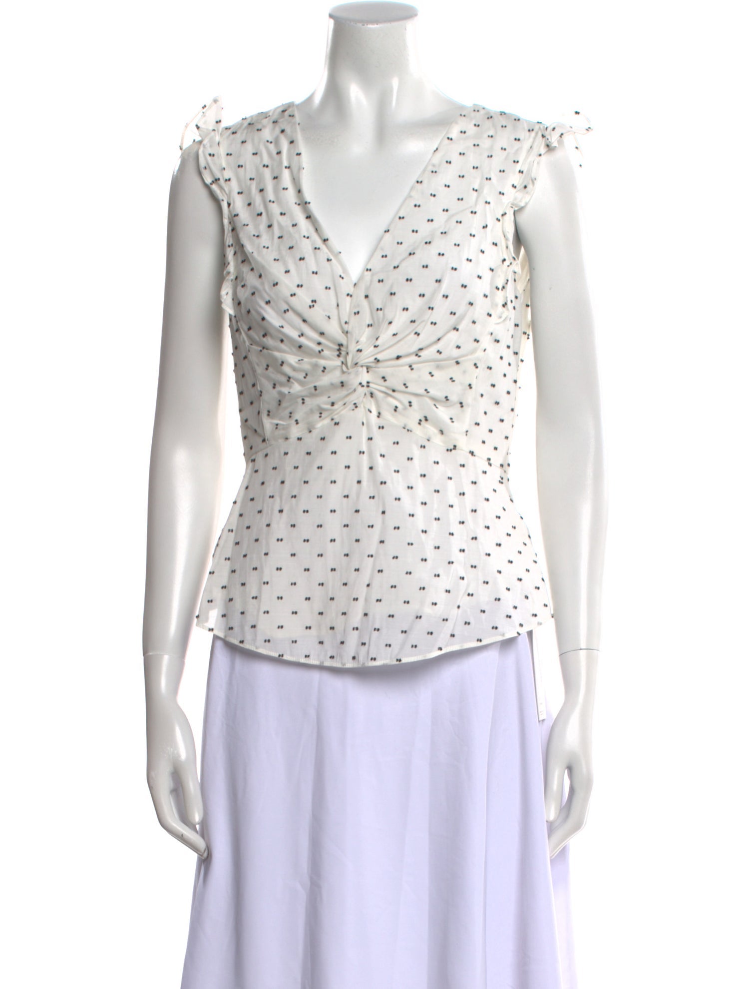 Rebecca Taylor Polka Dot Print Cowl Neck Blouse