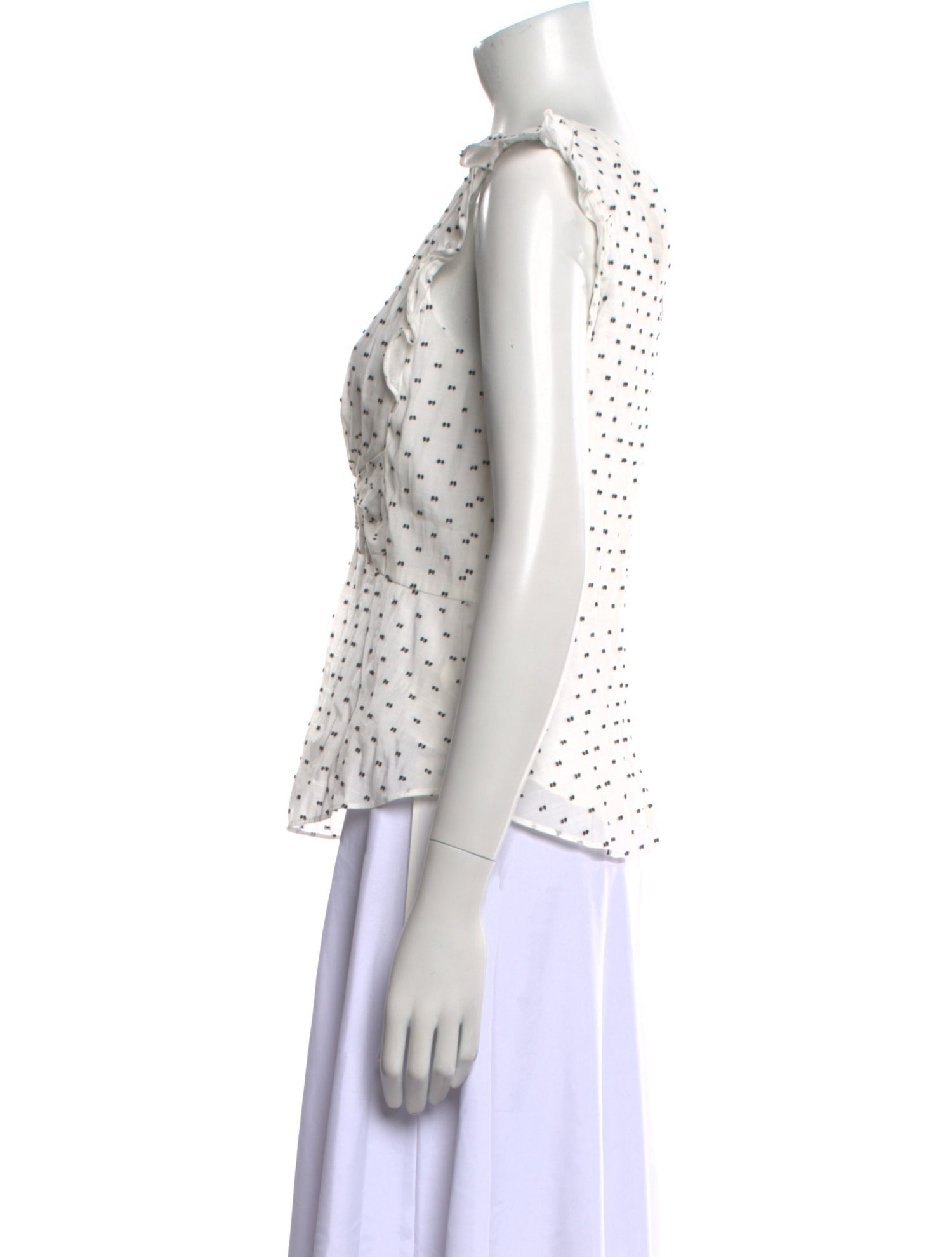 Rebecca Taylor Polka Dot Print Cowl Neck Blouse