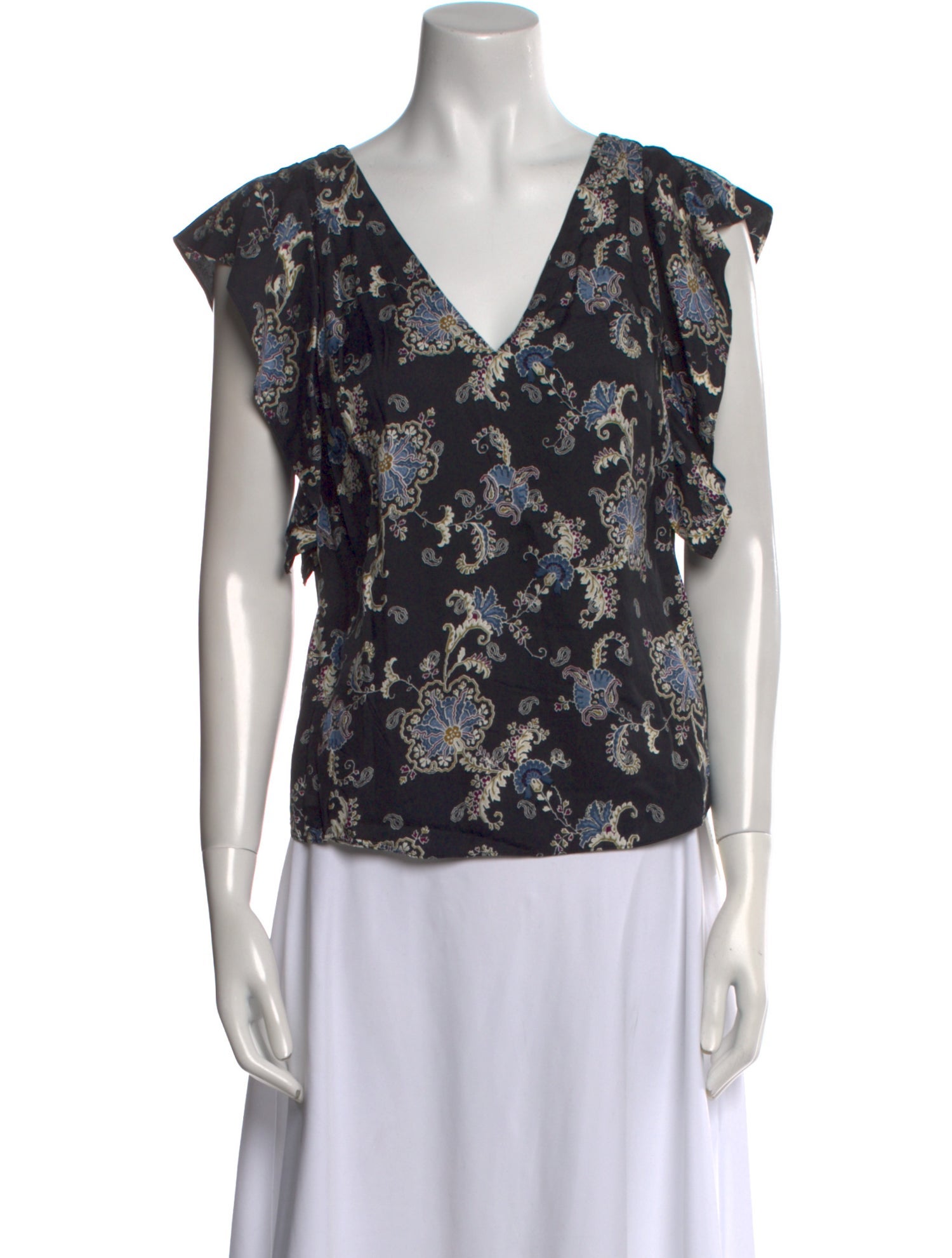 Rebecca Taylor Floral Print V-Neck Blouse