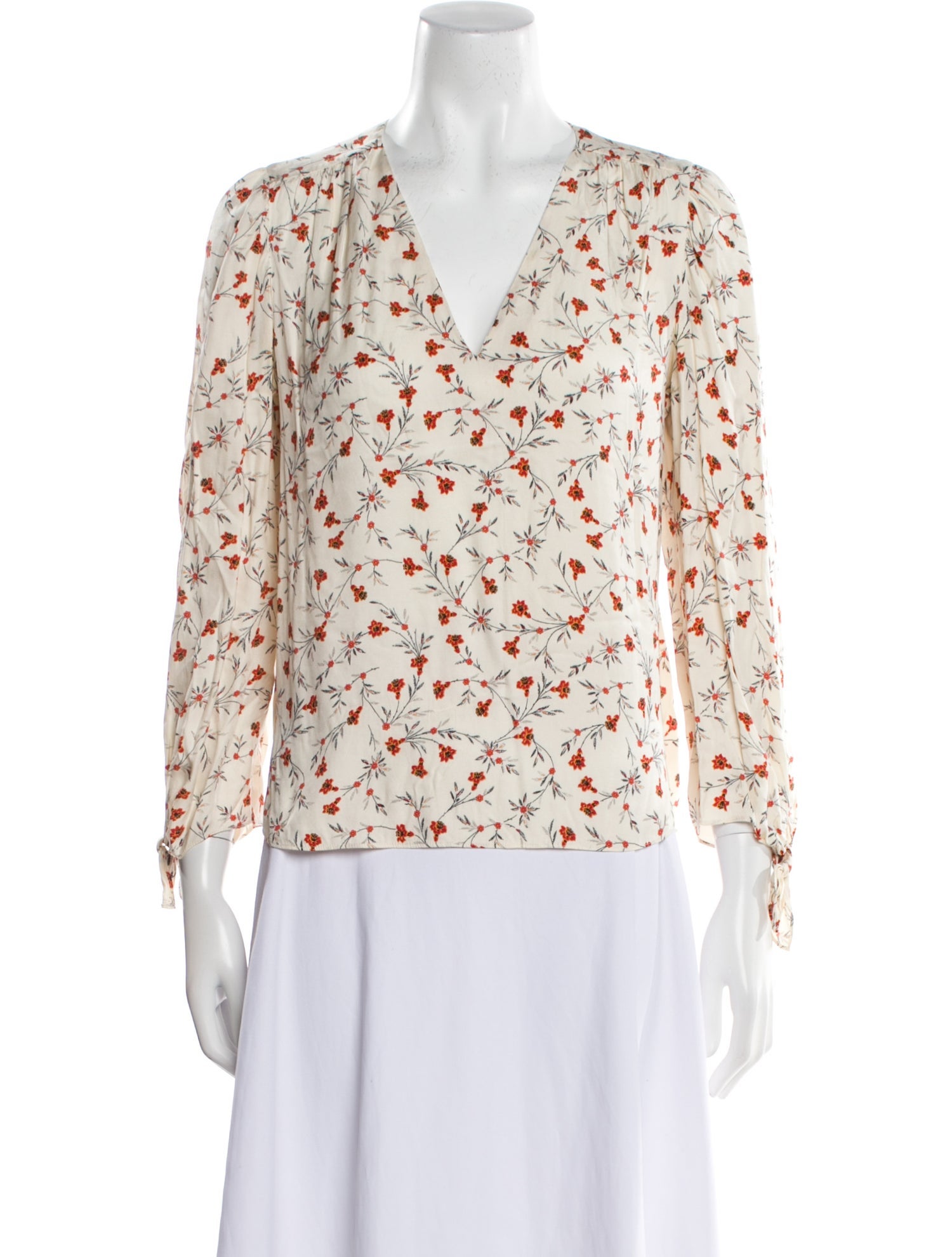 Rebecca Taylor Floral Print V-Neck Blouse