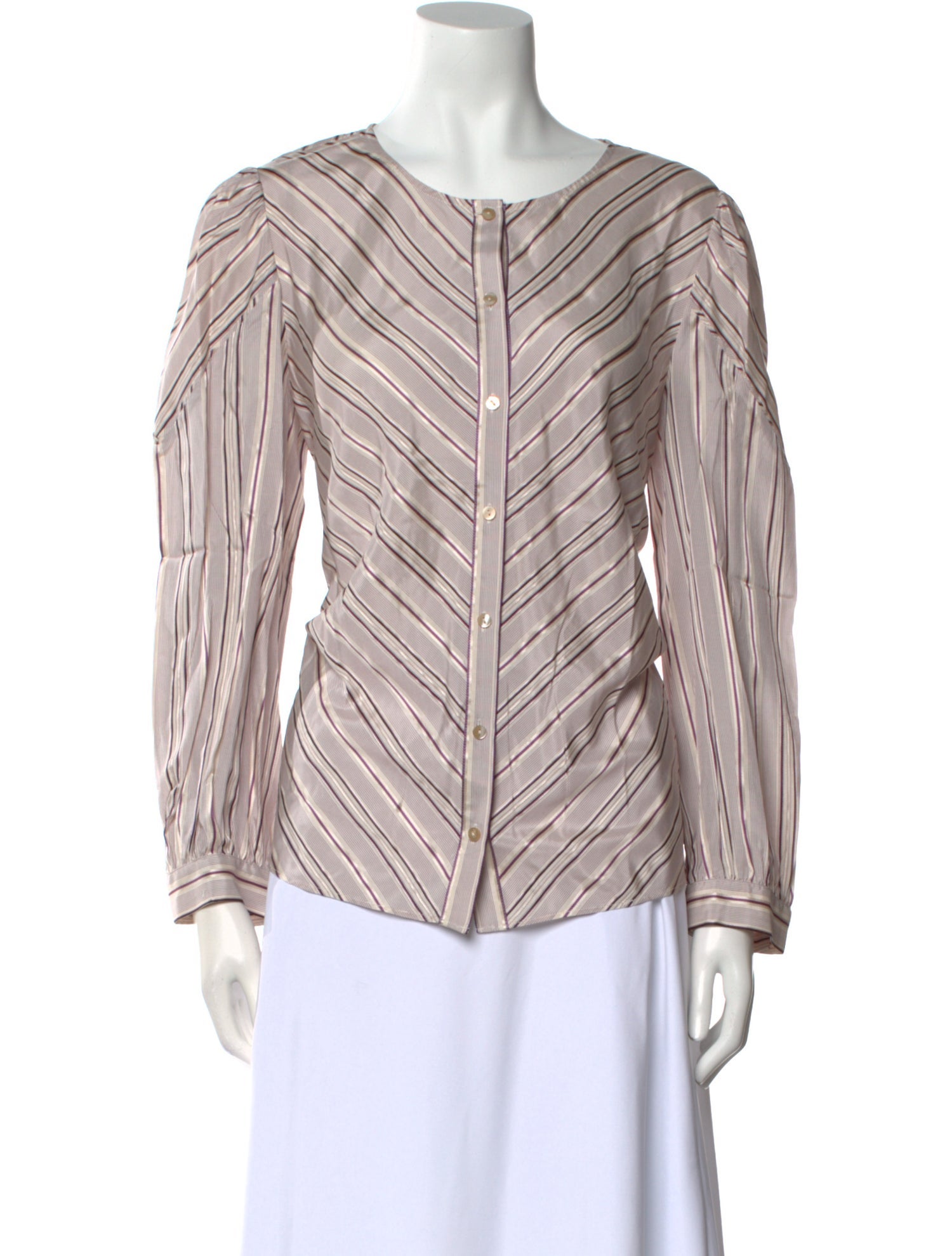 Tailored by Rebecca Taylor Silk Striped Blouse w/ Tags