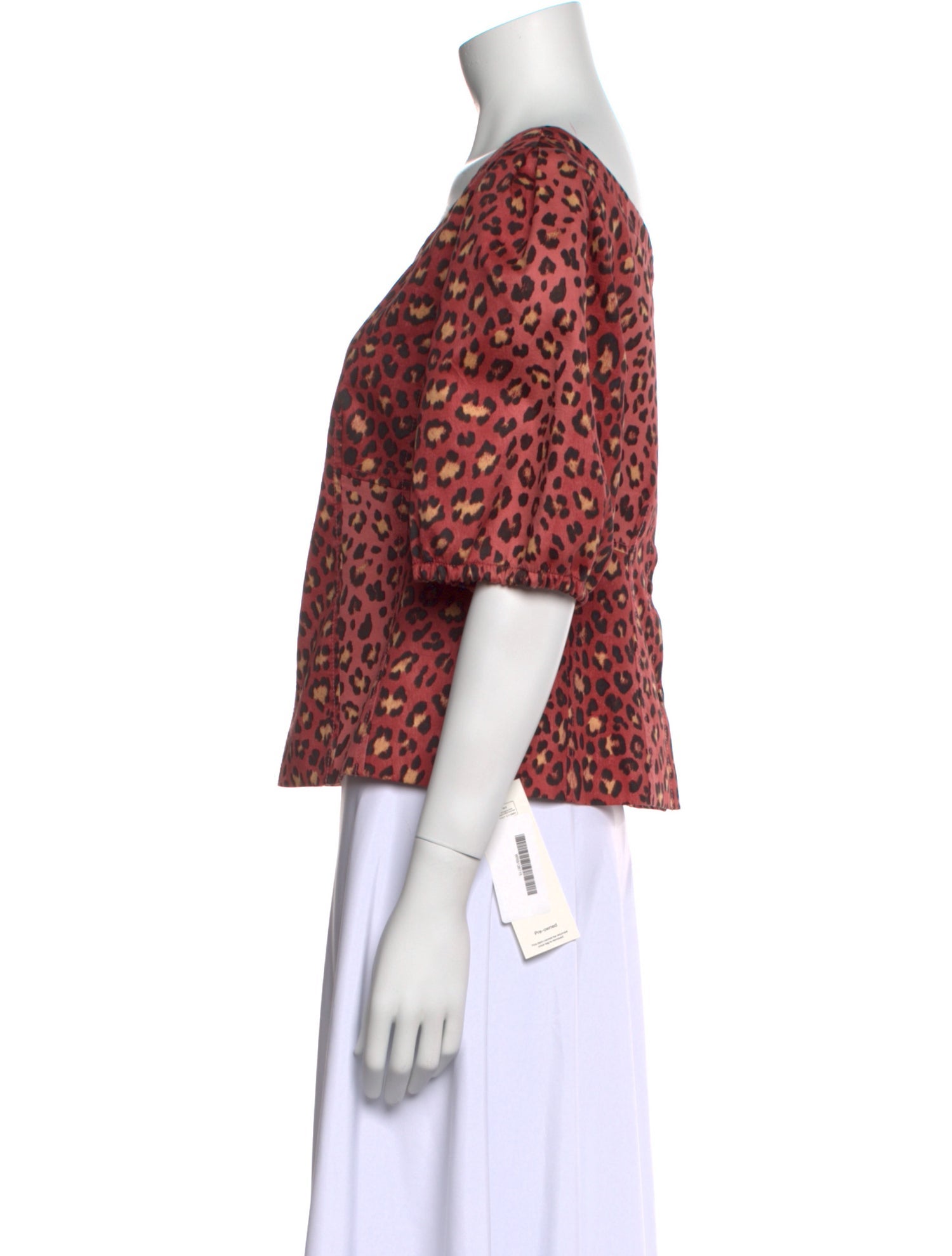 Rebecca Taylor Animal Print Bateau Neckline Crop Top