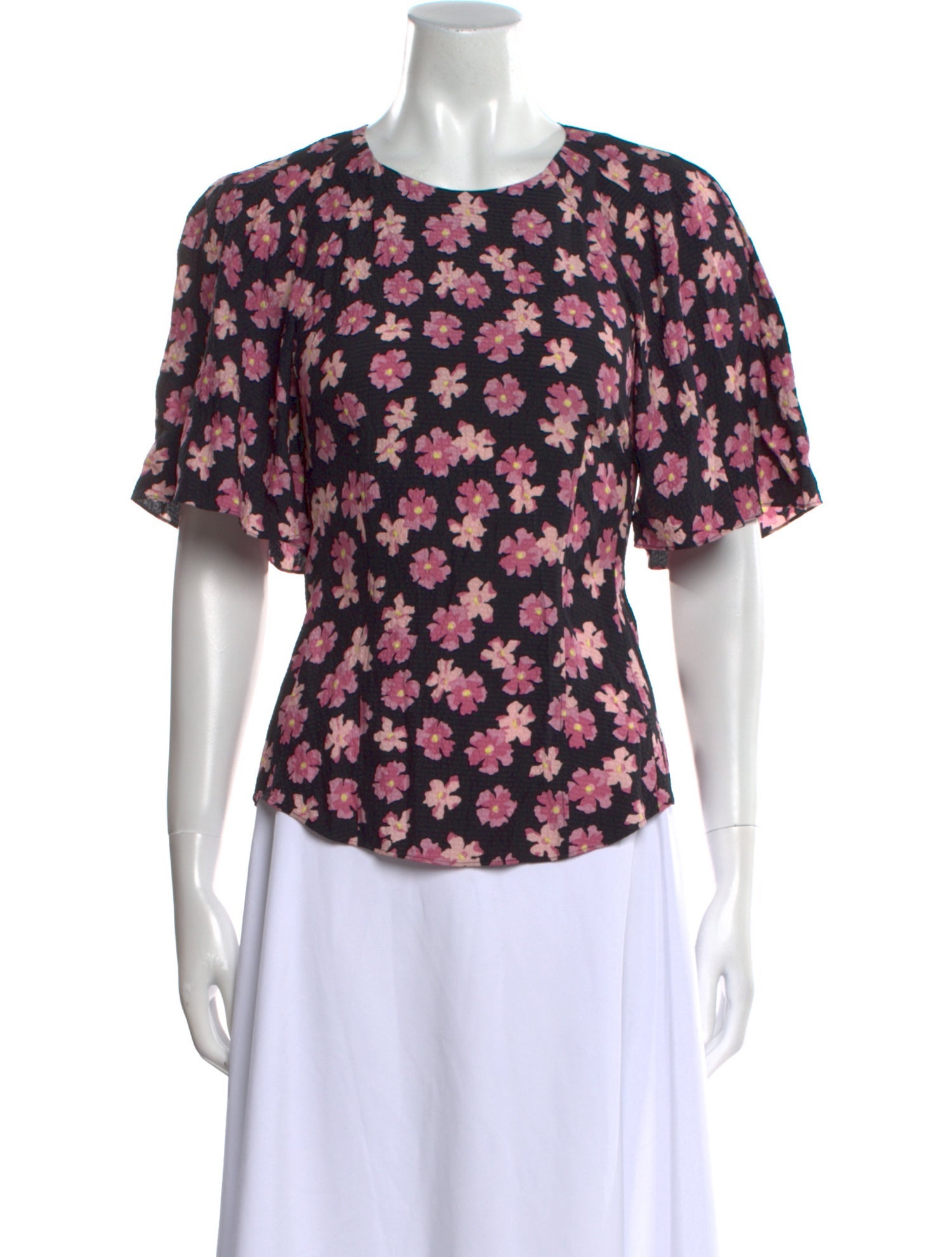 Rebecca Taylor Silk Floral Print T-Shirt