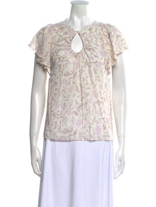 Rebecca Taylor Floral Print V-Neck Blouse