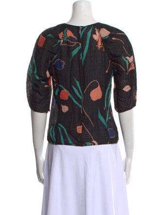 Rebecca Taylor Silk Floral Print Crop Top