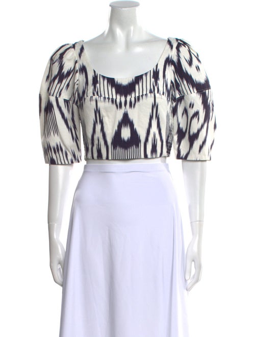Rebecca Taylor Printed Scoop Neck Crop Top
