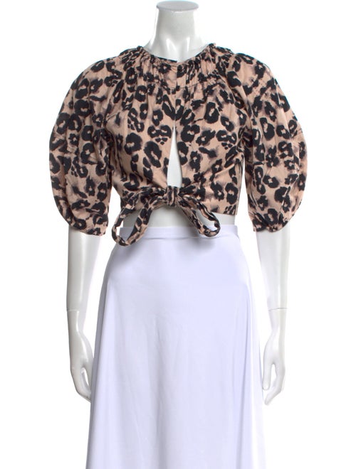 Rebecca Taylor Printed Crew Neck Crop Top