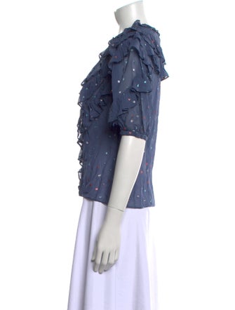 Rebecca Taylor Floral Print Mock Neck Blouse