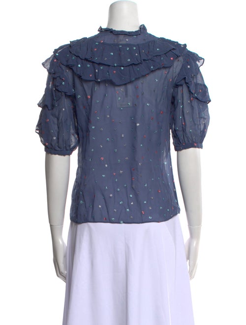 Rebecca Taylor Floral Print Mock Neck Blouse