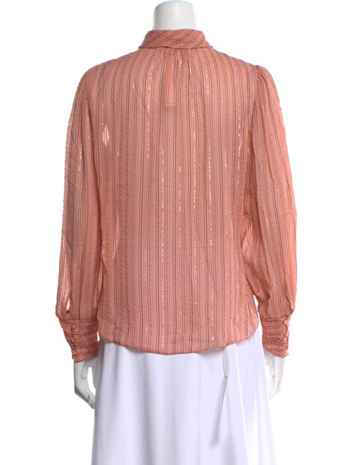 Rebecca Taylor Striped Mock Neck Button-Up Top