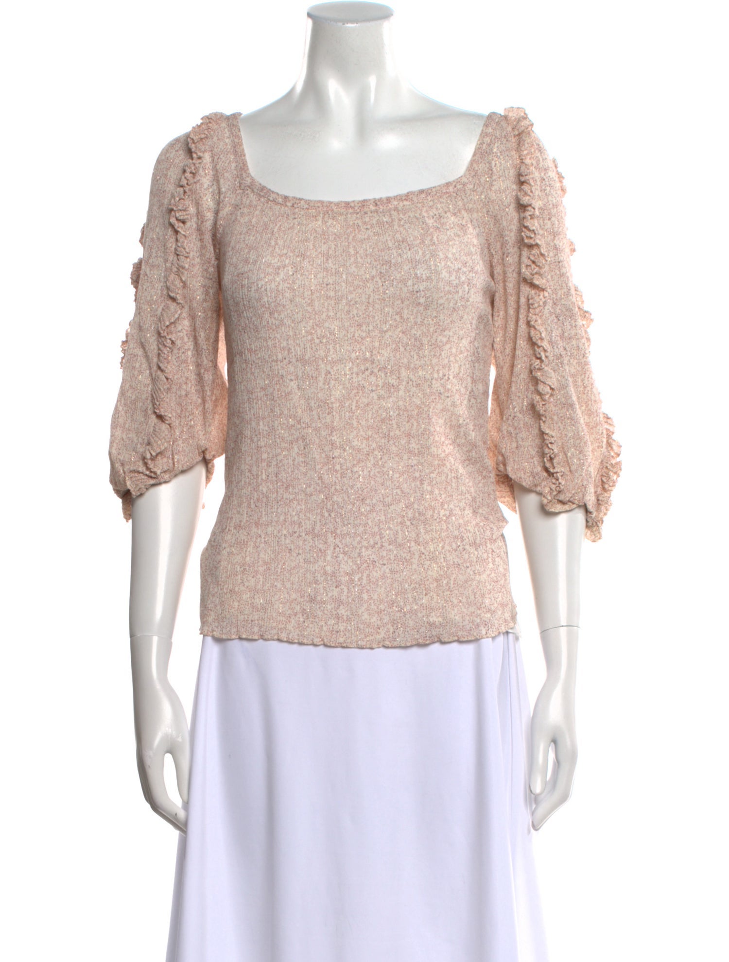 Rebecca Taylor Square Neckline Three-Quarter Sleeve Top w/ Tags