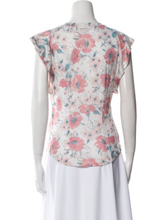 Rebecca Taylor Linen Floral Print T-Shirt