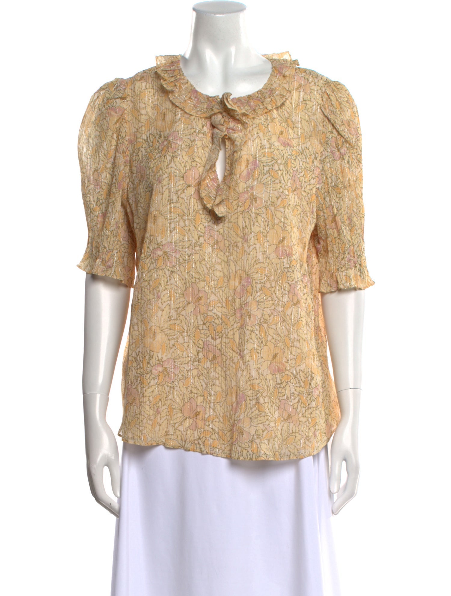 Rebecca Taylor Floral Print Tie Neck Blouse w/ Tags