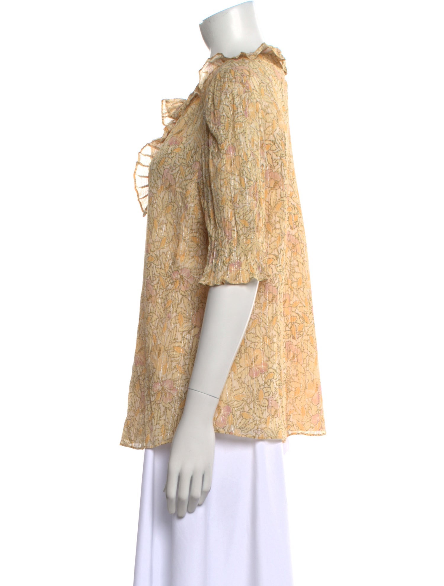 Rebecca Taylor Floral Print Tie Neck Blouse w/ Tags