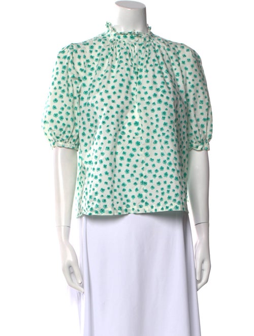 Rebecca Taylor Floral Print Mock Neck Blouse