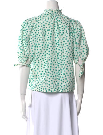 Rebecca Taylor Floral Print Mock Neck Blouse