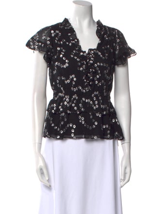 Rebecca Taylor Silk Lace Pattern Blouse