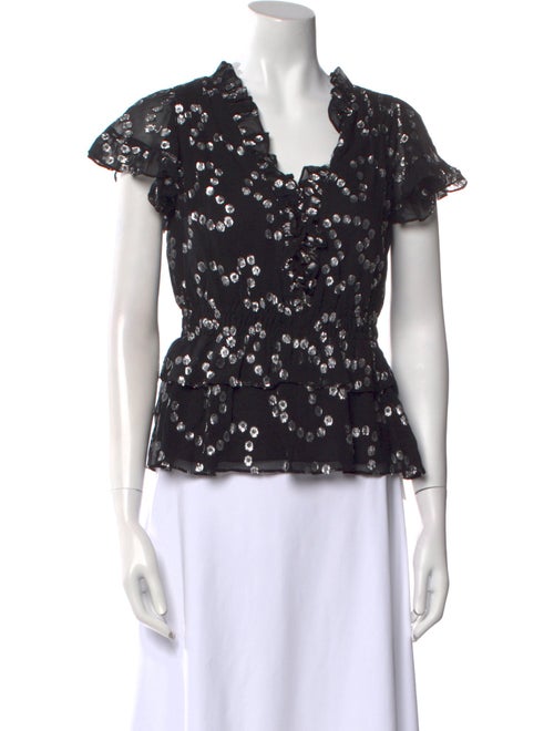 Rebecca Taylor Silk Lace Pattern Blouse