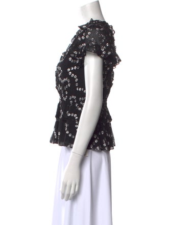 Rebecca Taylor Silk Lace Pattern Blouse