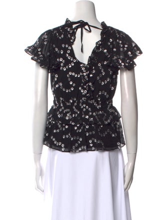 Rebecca Taylor Silk Lace Pattern Blouse