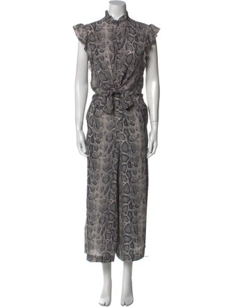 Rebecca Taylor Silk Animal Print Jumpsuit
