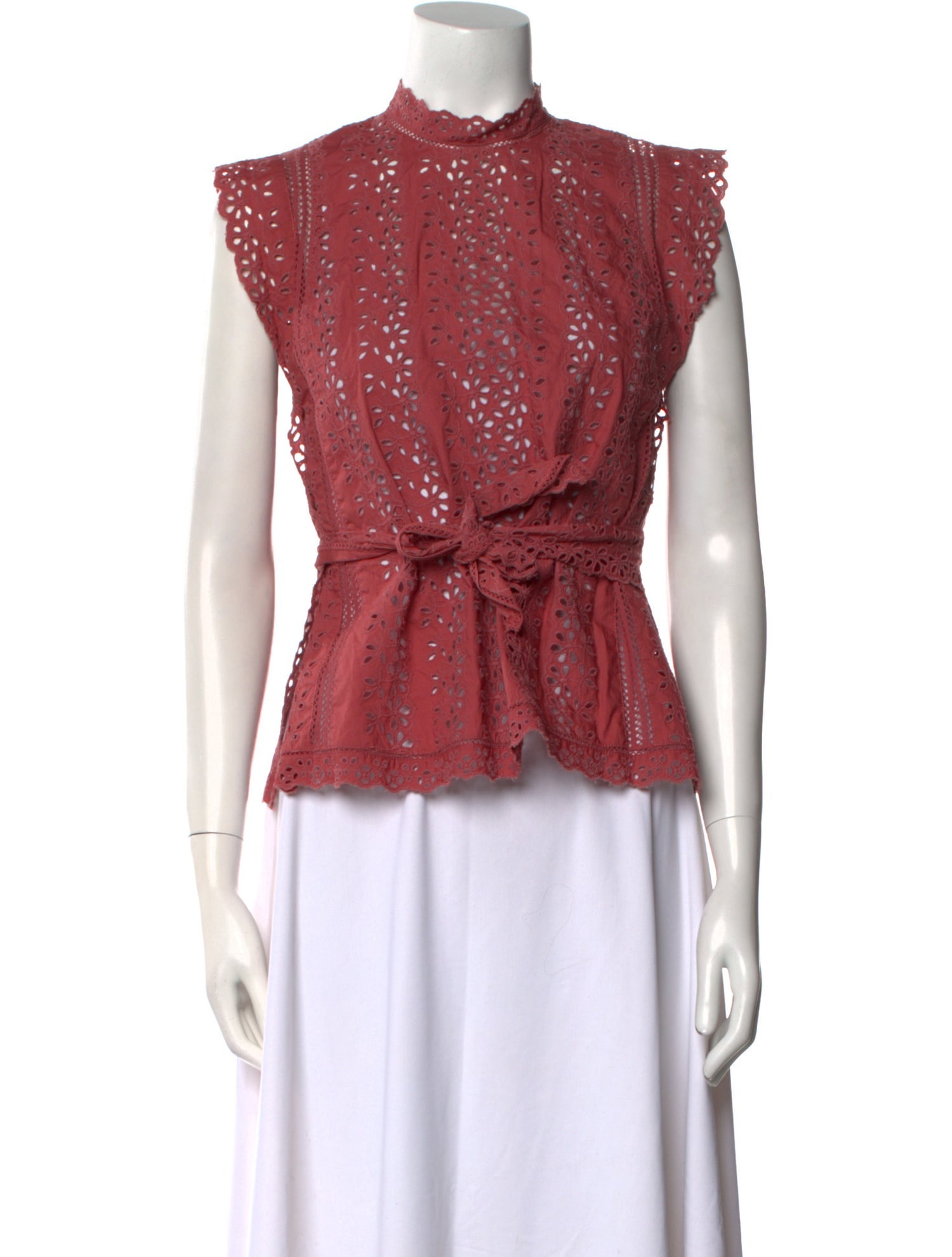 Rebecca Taylor Mock Neck Short Sleeve Top