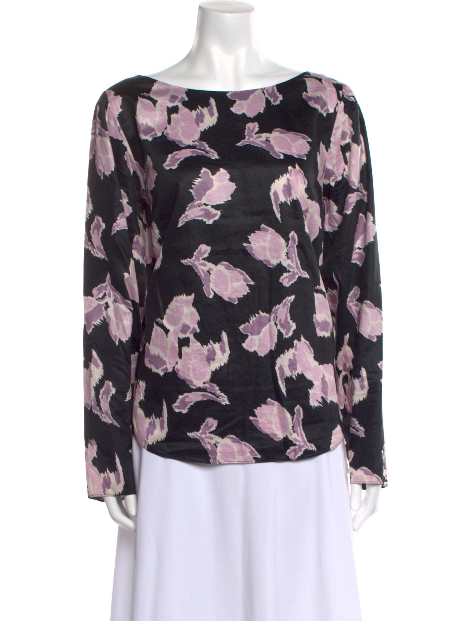Rebecca Taylor Floral Print Bateau Neckline Blouse