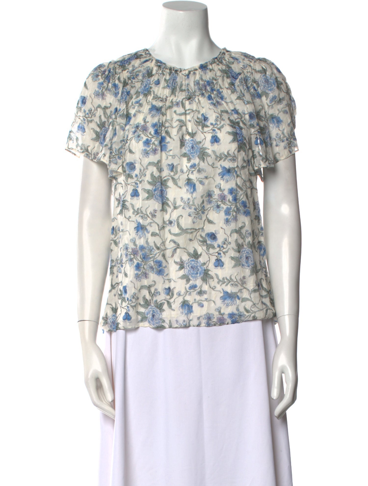 Rebecca Taylor Silk Floral Print T-Shirt