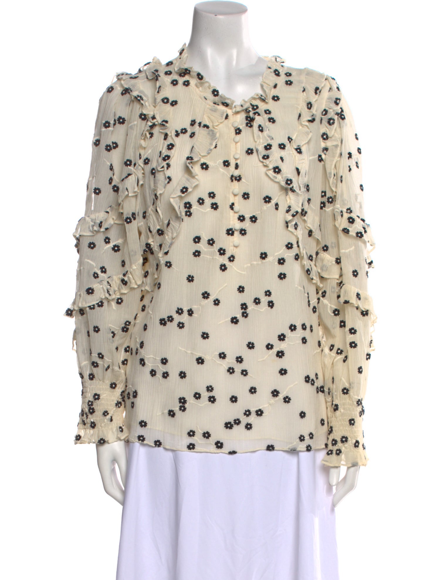 Rebecca Taylor Printed V-Neck Blouse
