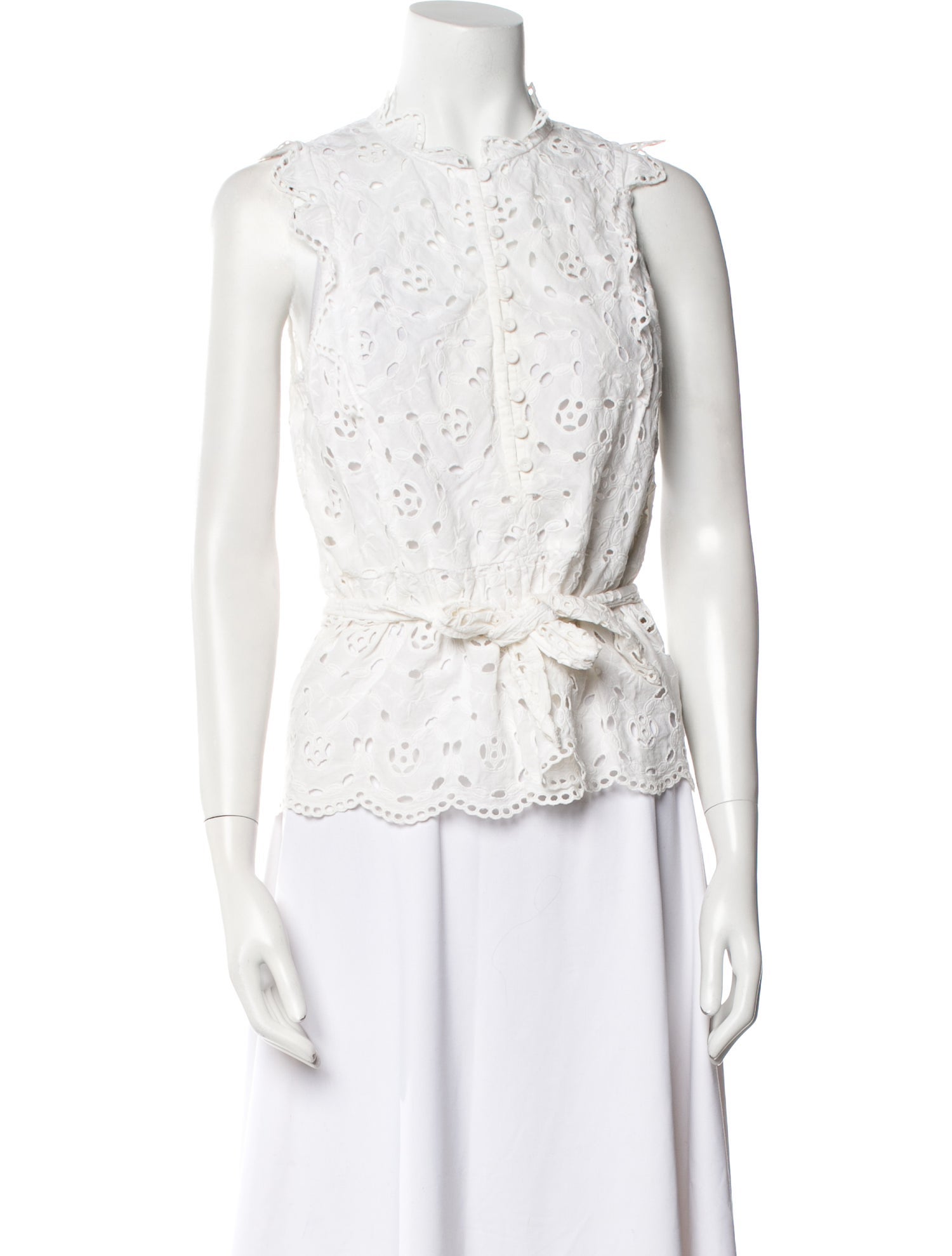 Rebecca Taylor Lace Pattern Crew Neck Blouse